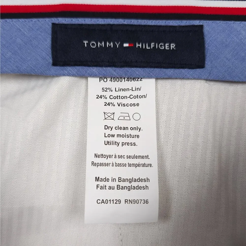 Tommy Hilfiger Mens Modern Fit 2 Piece Suit 42L 36x32 Light Tan Linen Cotton NWT